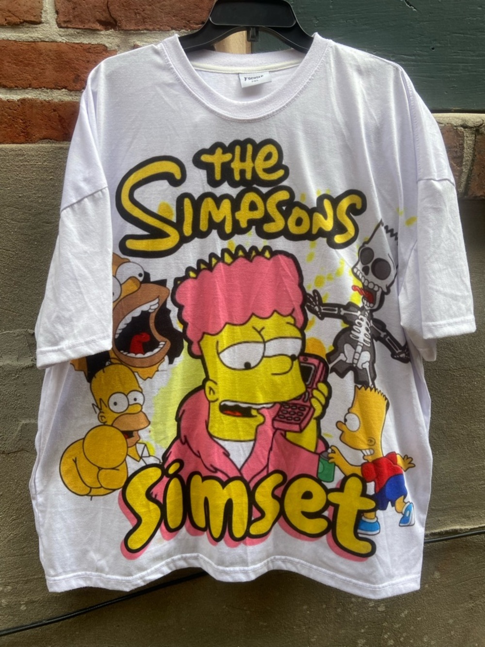 The Simpsons Graphic Short Sleeve Tee - White with Yellow & Pink